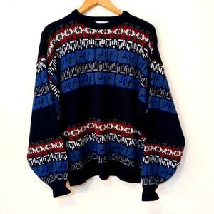 Vintage White Oak abstract knit print sweater